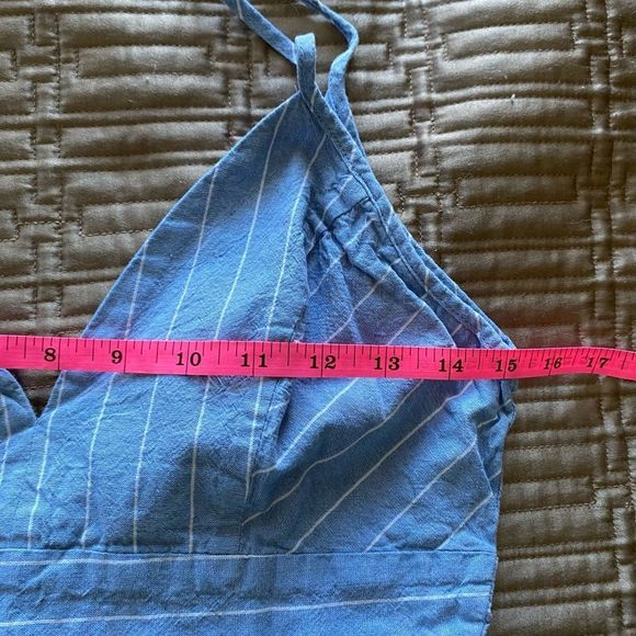Windsor Blue and White Striped Mini Summer Dress - Size Medium - Picture 2 of 7